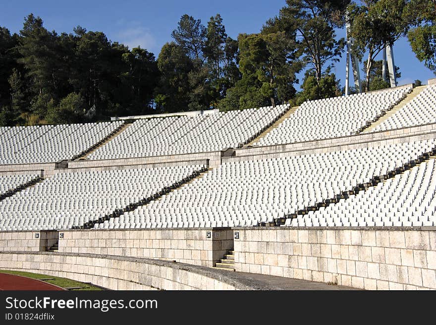 Empty stadium with lots of chairs