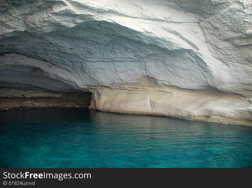 Cliff and cave near seaside