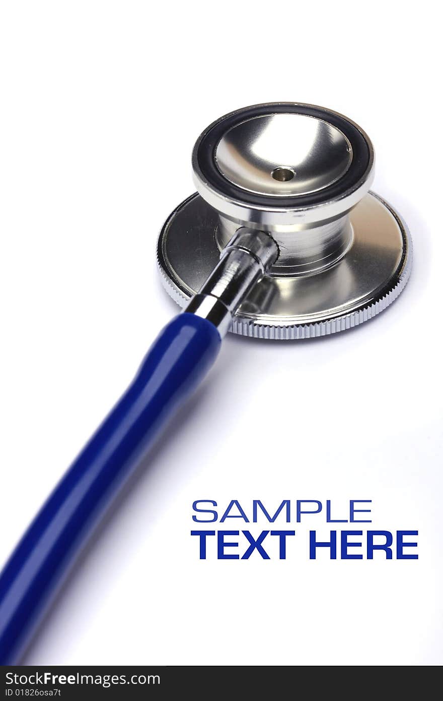 Blue stethoscope isolated in white background