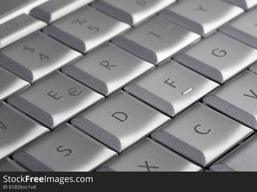 Close-up of notebook's keyboard, details of technology