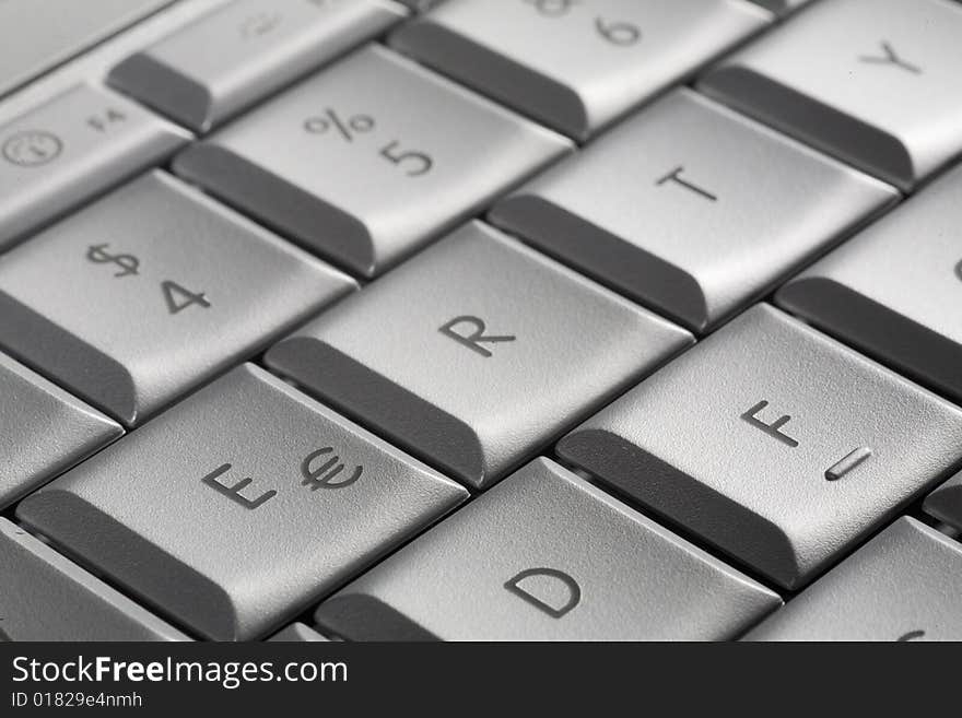 Close-up of notebook's keyboard, details of technology