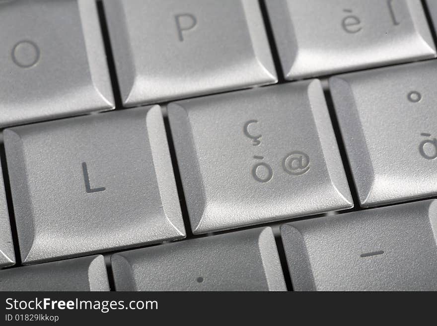 Close-up of notebook's keyboard, details of technology