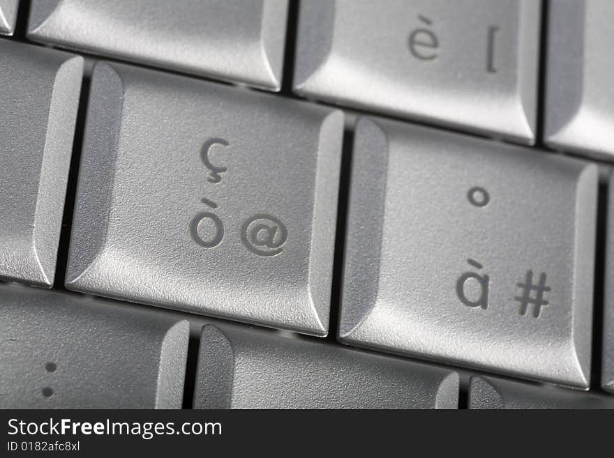 Close-up of notebook's keyboard, details of technology