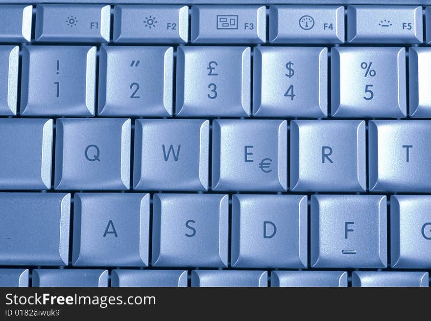 Close-up of notebook's keyboard, details of technology