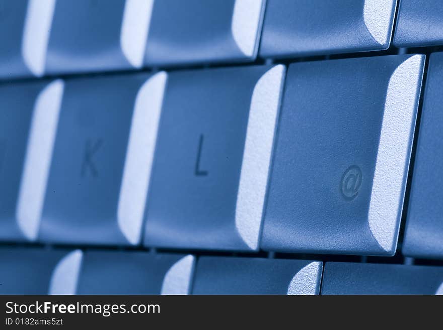 Close-up of notebook's keyboard, details of technology