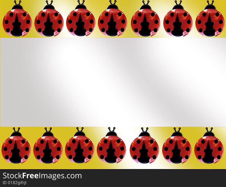 A yellow banner with ladybugs