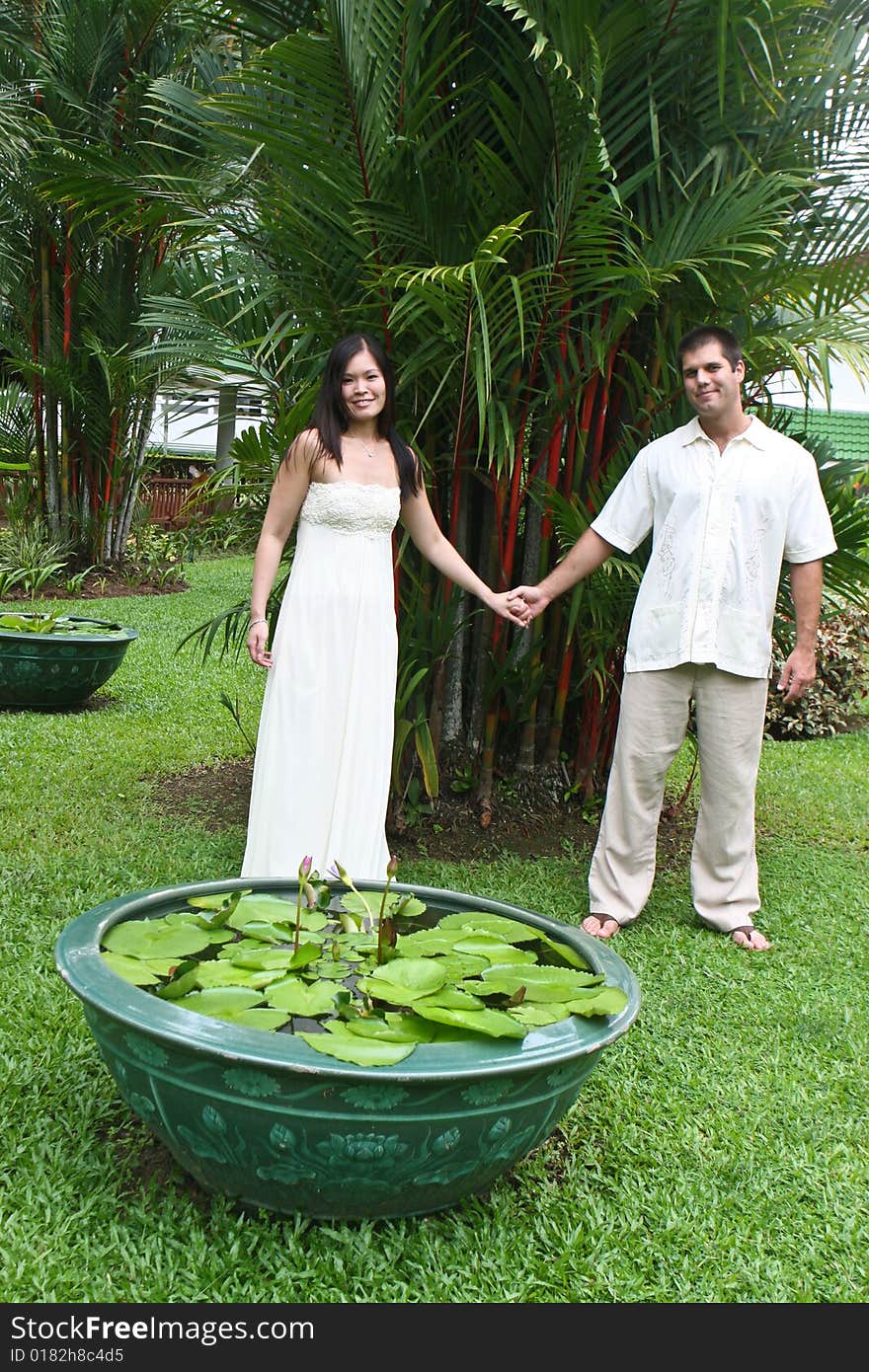 Portrait of an attractive bride and groom. Portrait of an attractive bride and groom.