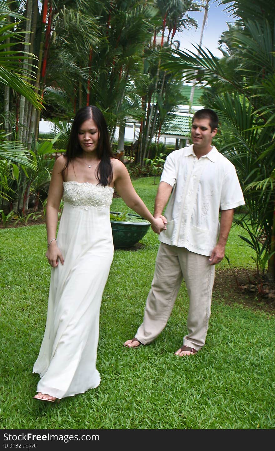 Portrait of an attractive bride and groom. Portrait of an attractive bride and groom.