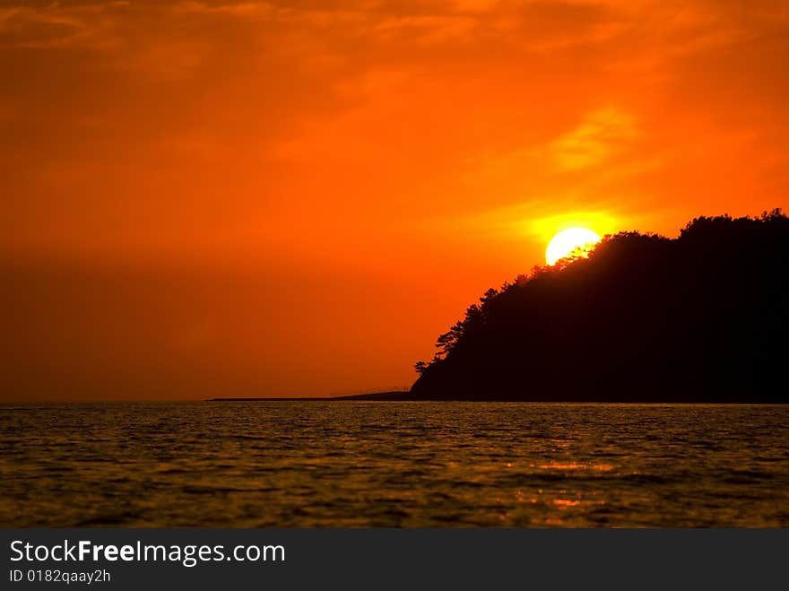 Black Sea at sunset. Krasnodar region. Russia