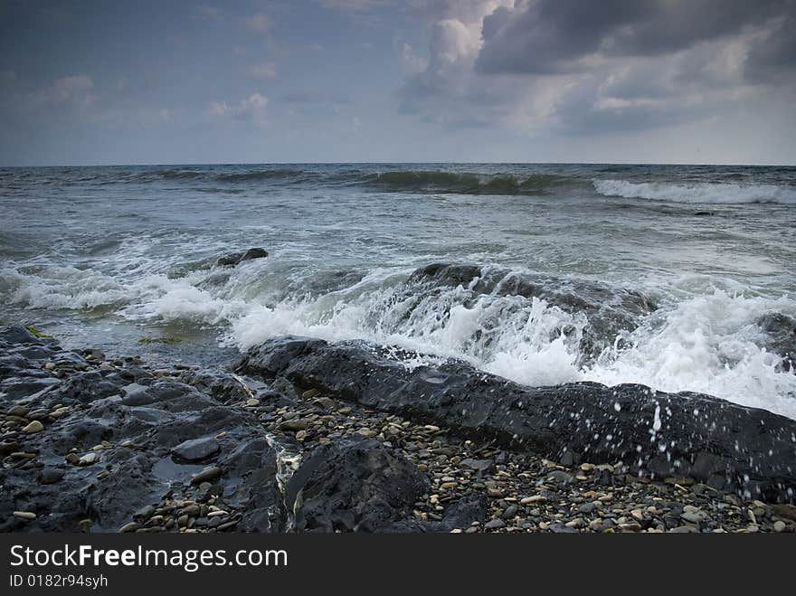 Stormy Black Sea. Krasnodar region. Russia