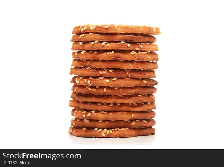 Stack of cookies isolated on white. Stack of cookies isolated on white.