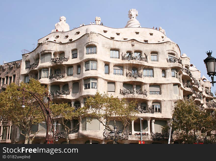 The Casa Mila the house of Guadi in Barcelona Spain. The Casa Mila the house of Guadi in Barcelona Spain