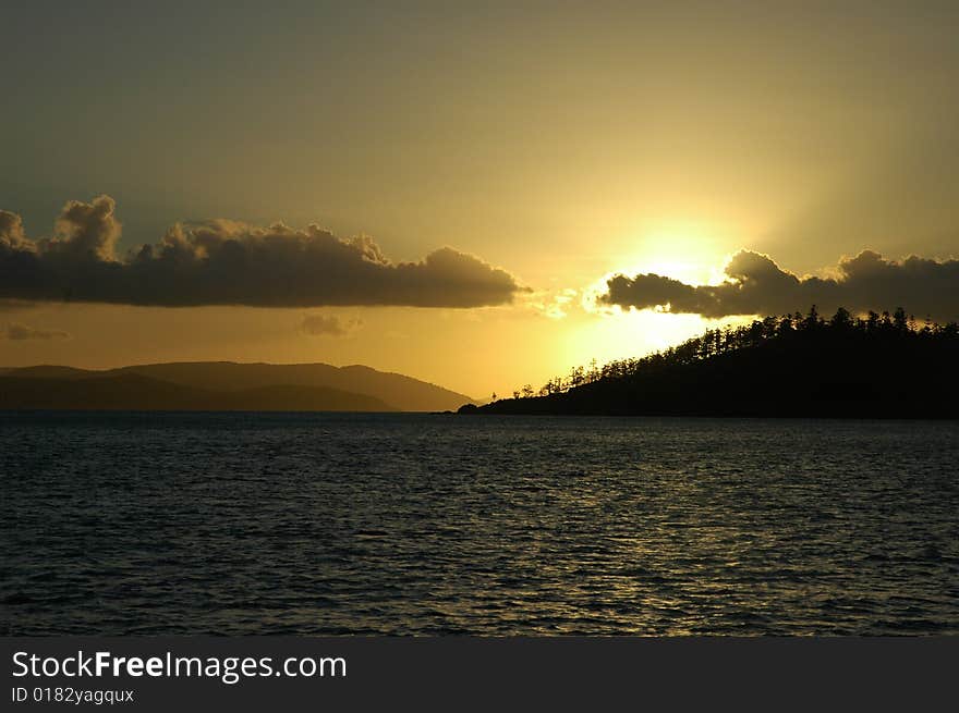 Whitsunday islands sunset