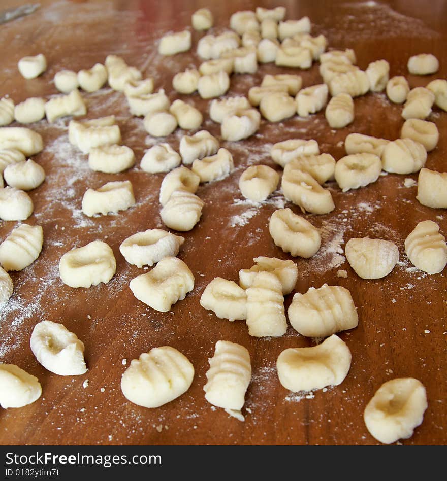 Italian typical food: gnocchi: potatoes dumpling, homemade.