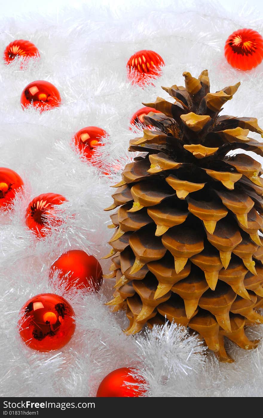 Different Christmas ornaments over a soft white background. Different Christmas ornaments over a soft white background