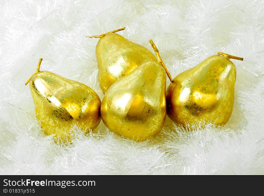 Different Christmas ornaments over a soft white background. Different Christmas ornaments over a soft white background