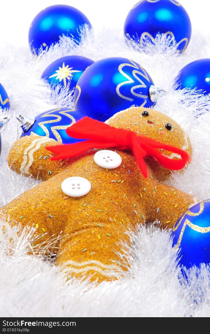 Gingerbread Man With Blue Decorations