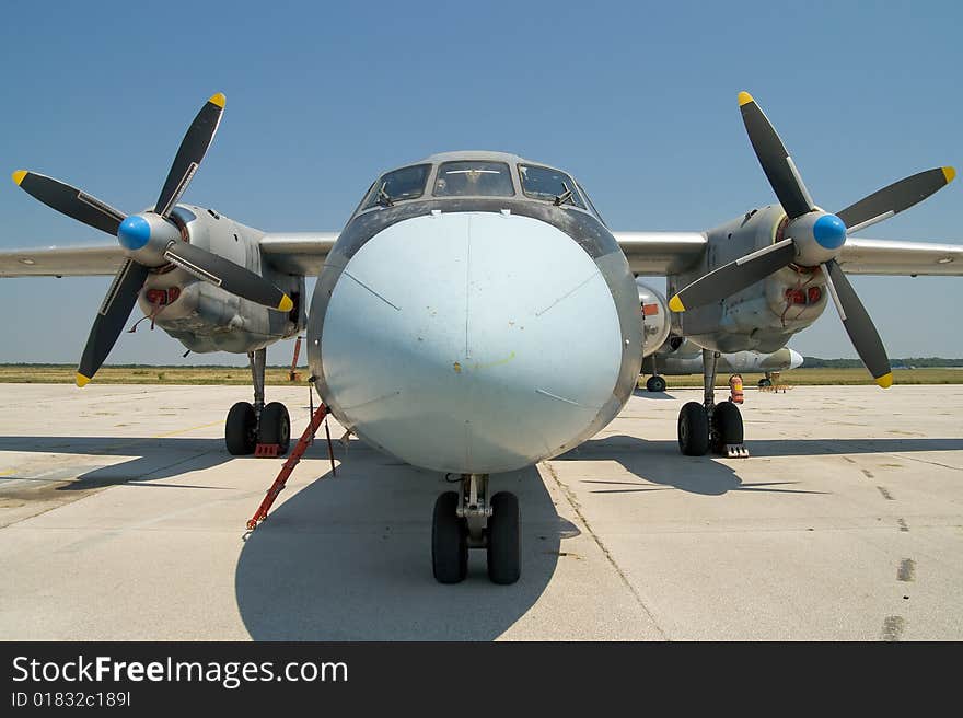 Military transporter displayed at air show. Military transporter displayed at air show