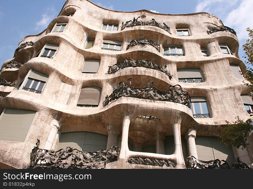 The Casa Mila the house of Guadi in Barcelona Spain. The Casa Mila the house of Guadi in Barcelona Spain