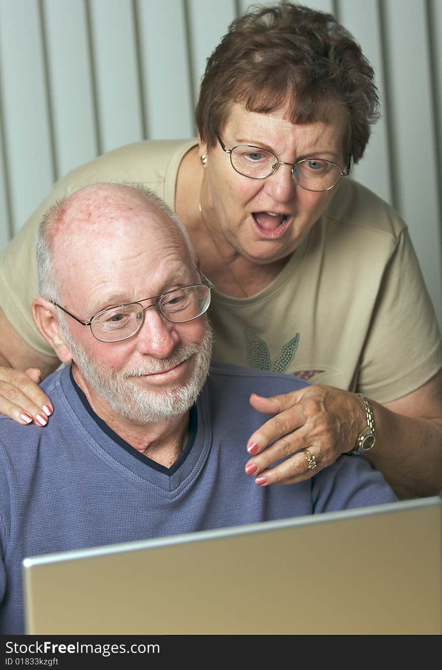 Senior Adults on Working on a Laptop Computer. Senior Adults on Working on a Laptop Computer