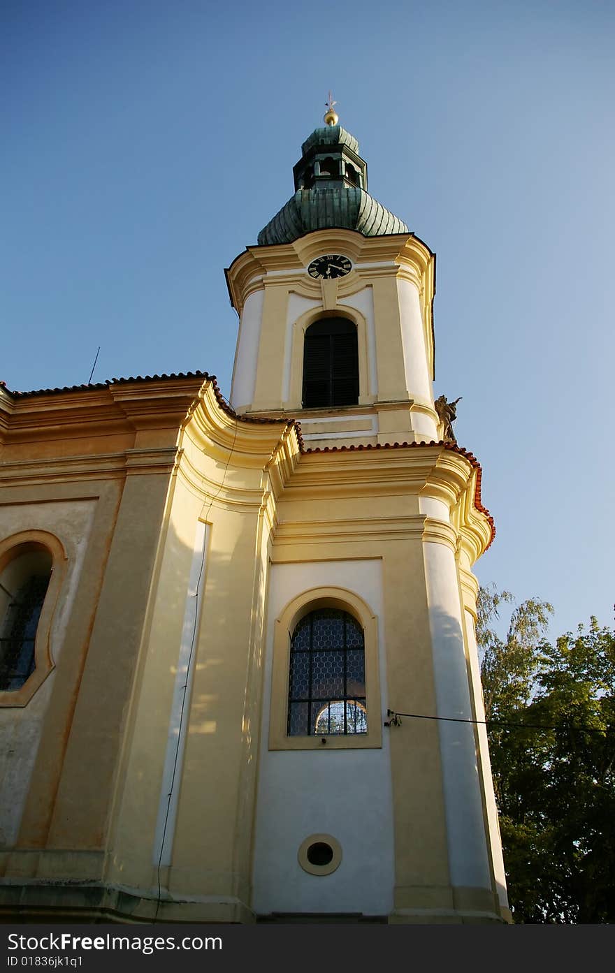 Tower of church with clock. Tower of church with clock