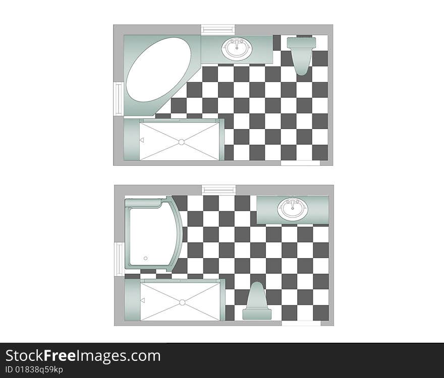 Master bathrooms illustrations floor plan