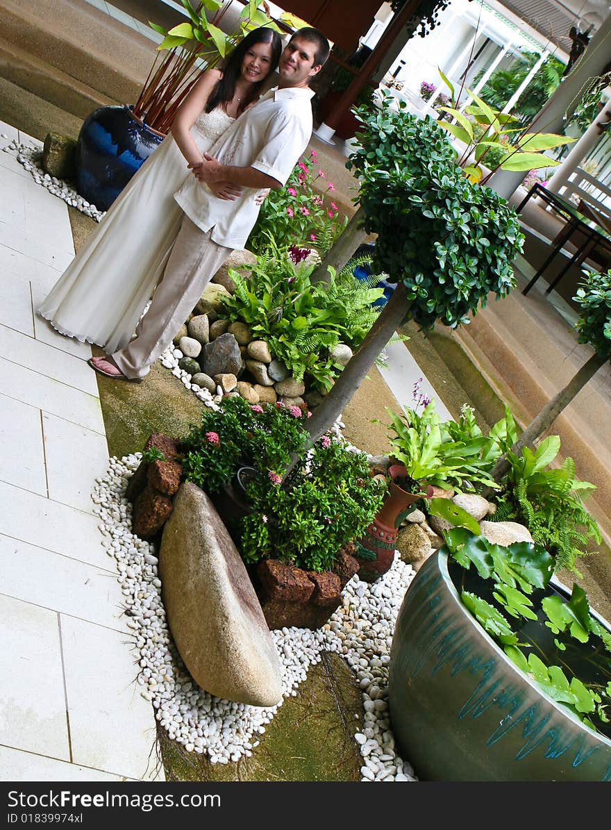 Portrait of an attractive bride and groom. Portrait of an attractive bride and groom.