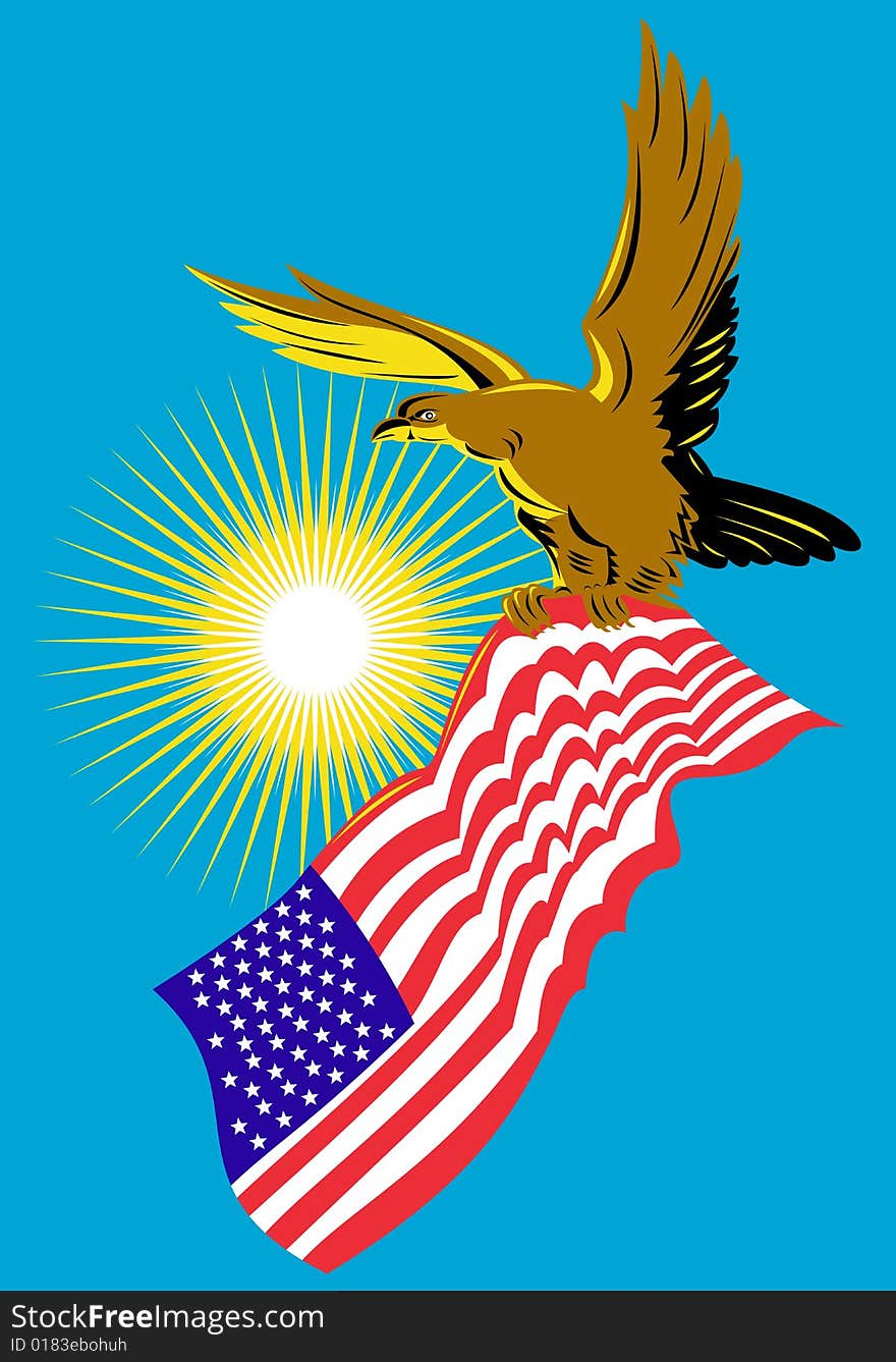 Eagle with American flag