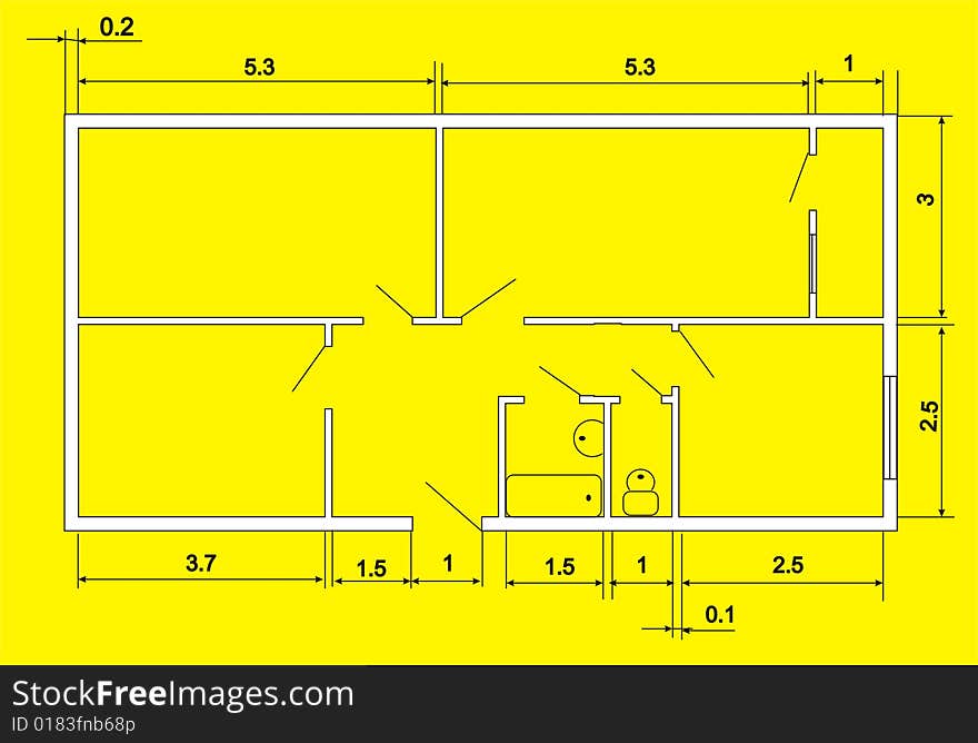 House plan on yellow