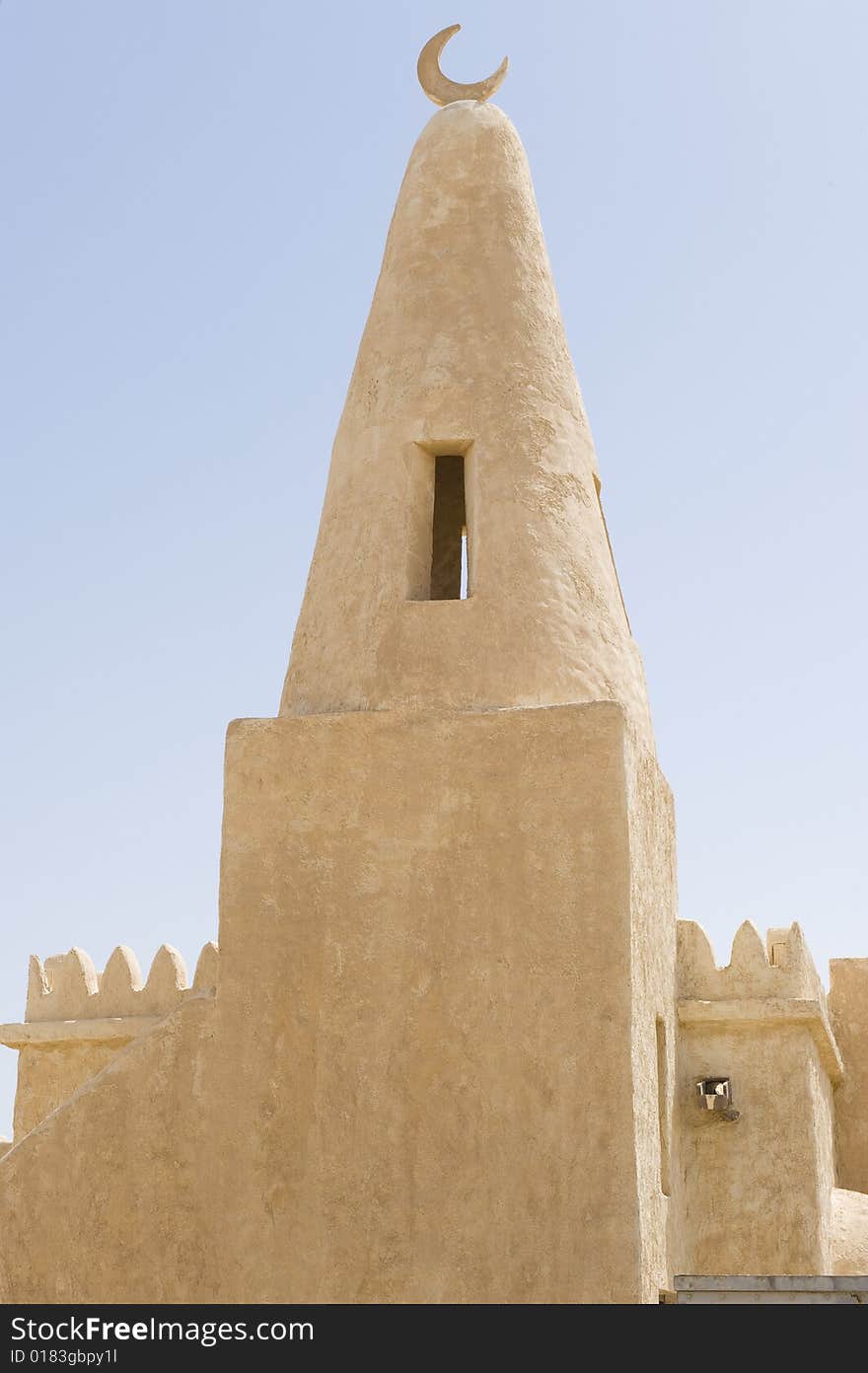 Reconstructed deserted Arab village mosque minaret. Reconstructed deserted Arab village mosque minaret.