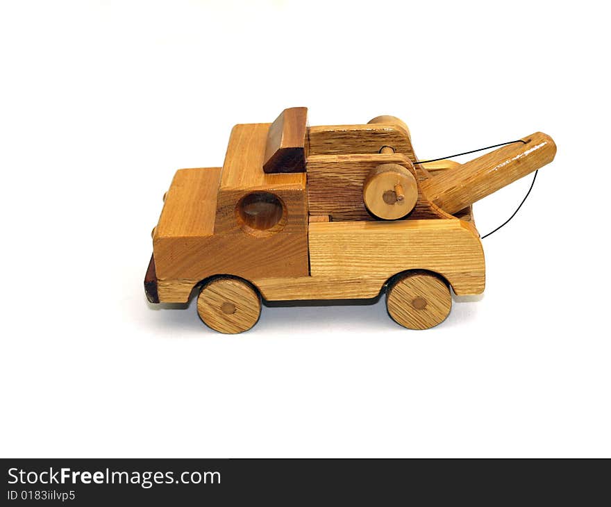 Wooden towtruck side-view