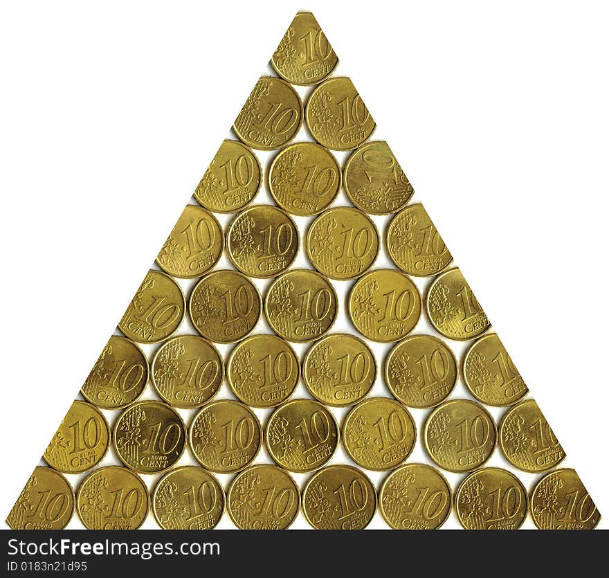 Triangle of coins from 10 euro cents