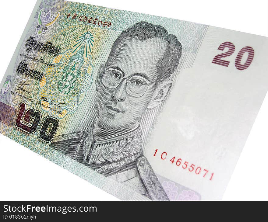 20 baht note thai money