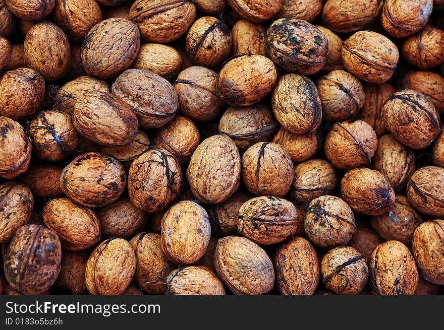 Background with a lot of nuts