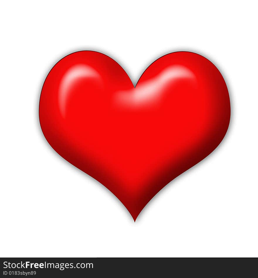 Isolated red heart over white background