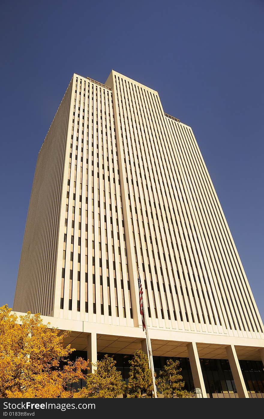 Looking up towards a business building. Looking up towards a business building