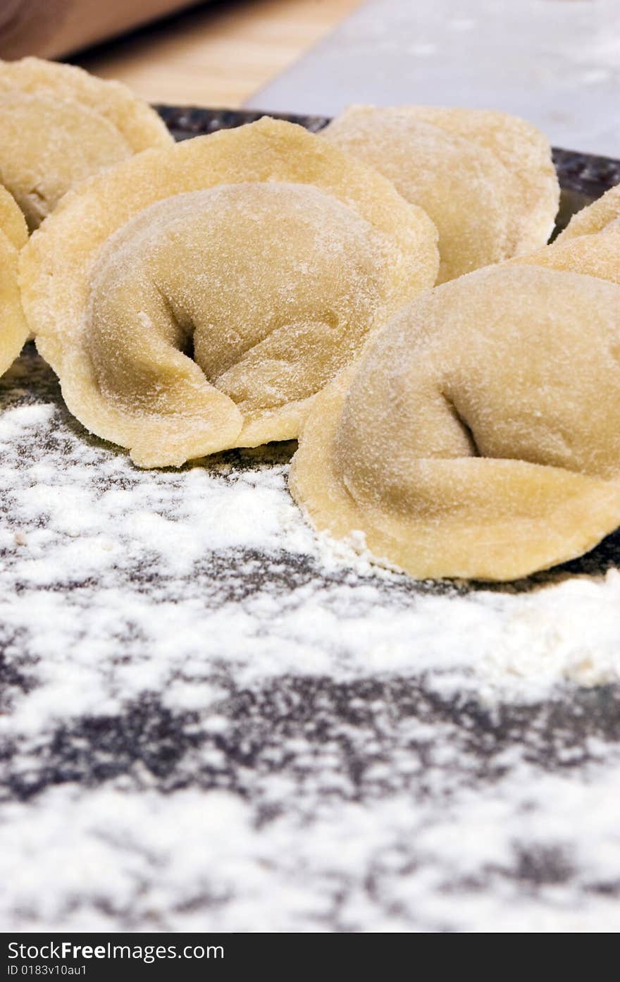 Traditional Russian dish - pelmeni (ravioli)