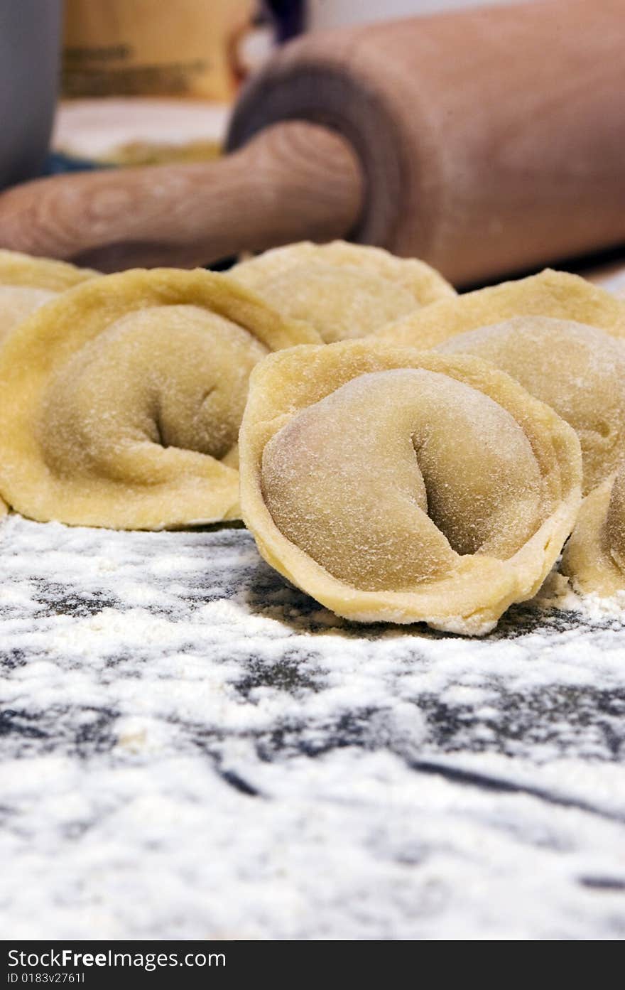 Traditional Russian dish - pelmeni (ravioli)