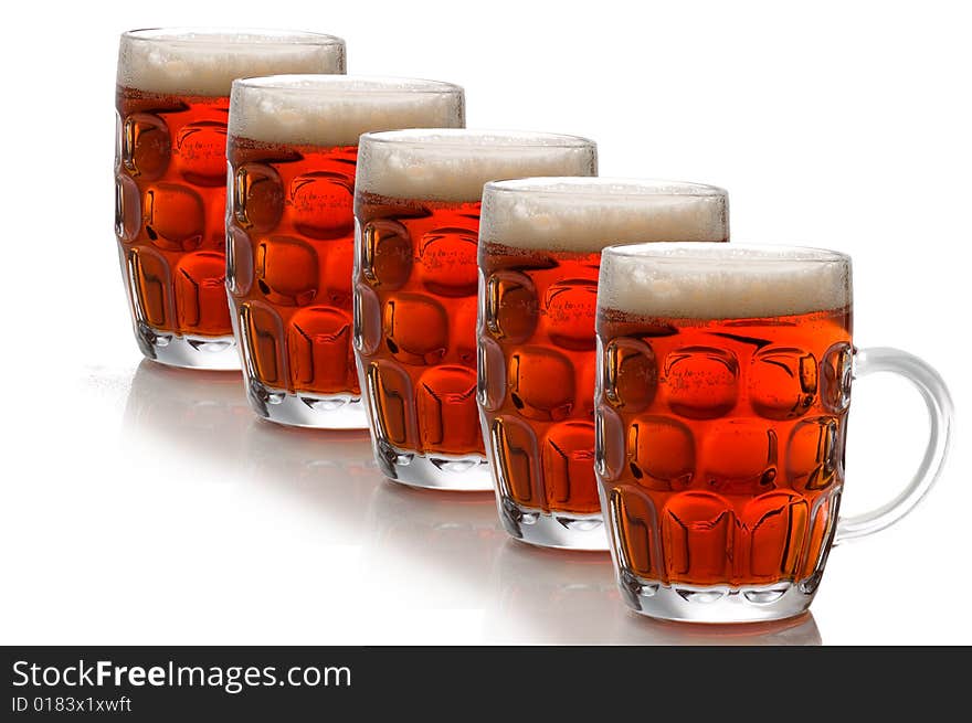 Glasses of beer isolated on white