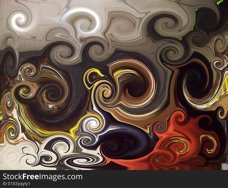 Abstract background painting of colored spirals. Abstract background painting of colored spirals.