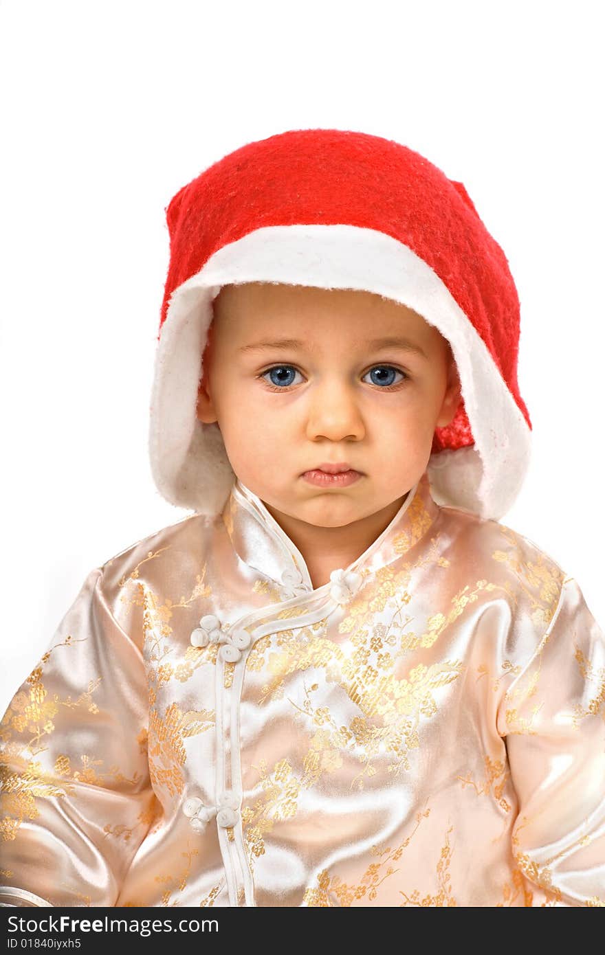 Baby girl wearing Santa Claus hat. Baby girl wearing Santa Claus hat