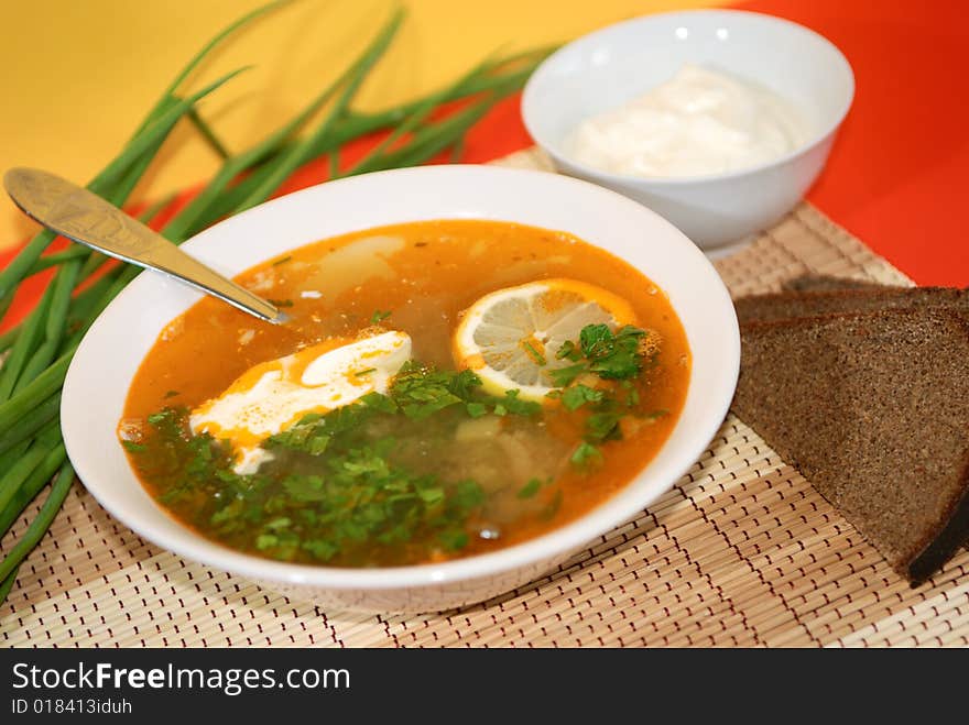 Russian traditional soup - solyanka