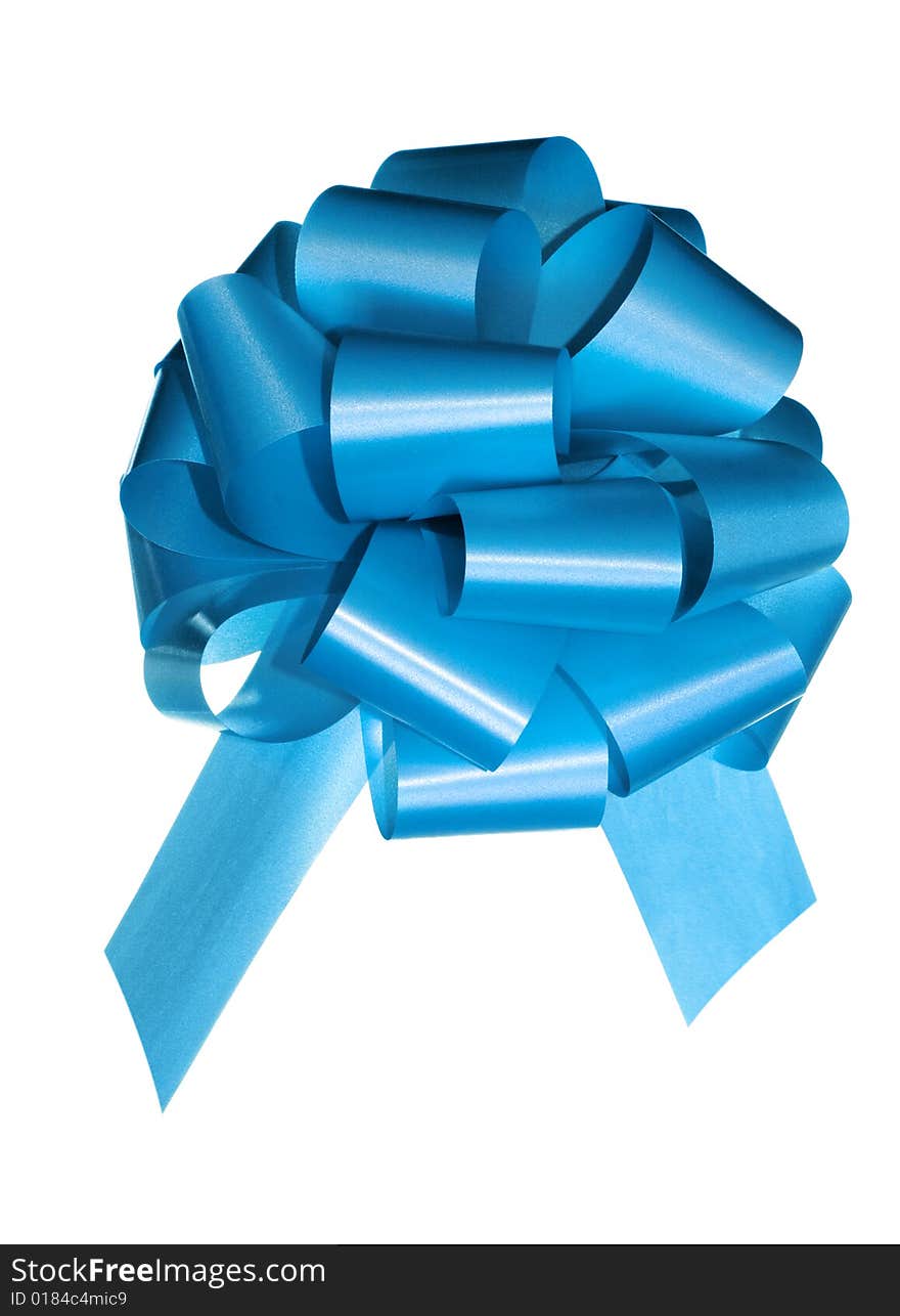 Blue bow isolated on white background