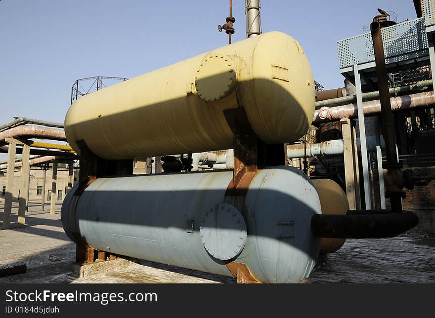 Oil tanks in the factory. Oil tanks in the factory