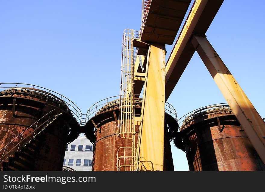 Chemical Factory with crane and oil tanks