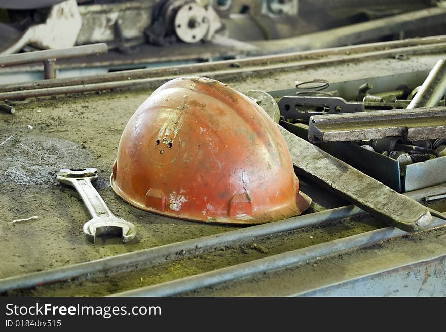 Hard hat on the lathe