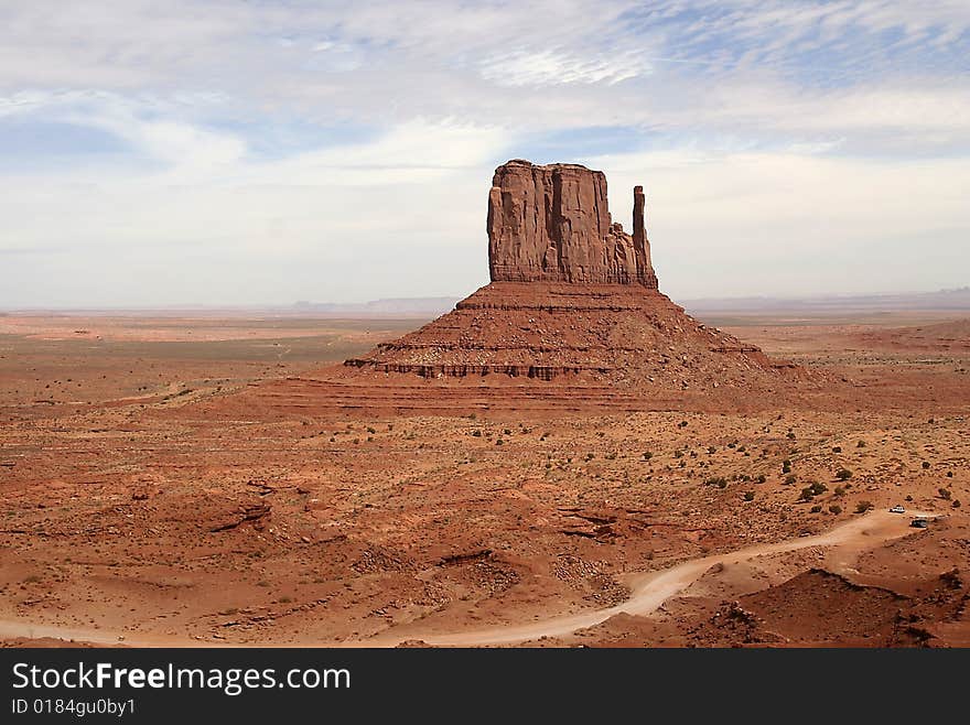 VIEW of the ROAD through Monument Valley NP. VIEW of the ROAD through Monument Valley NP