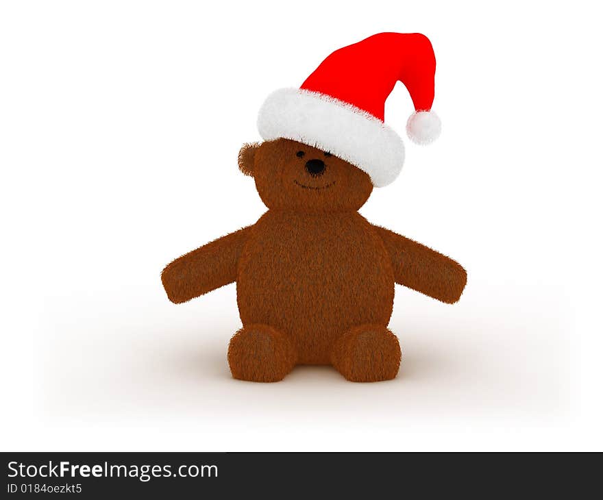 Toy bear in Santa`s hat