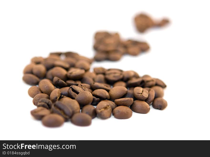 Arrows made of coffee beans on white background isolated. Arrows made of coffee beans on white background isolated