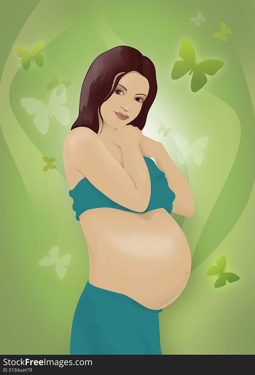 Pregnant woman in blue, picture, birth, baby, beauty, caress. Pregnant woman in blue, picture, birth, baby, beauty, caress